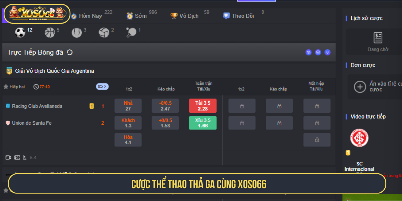 Cá cược thể thao XOSO66 hấp dẫn 