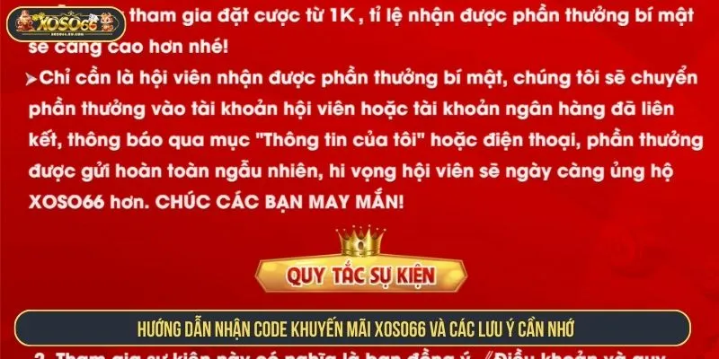 Hướng dẫn nhận code khuyến mãi XOSO66 và các lưu ý cần nhớ